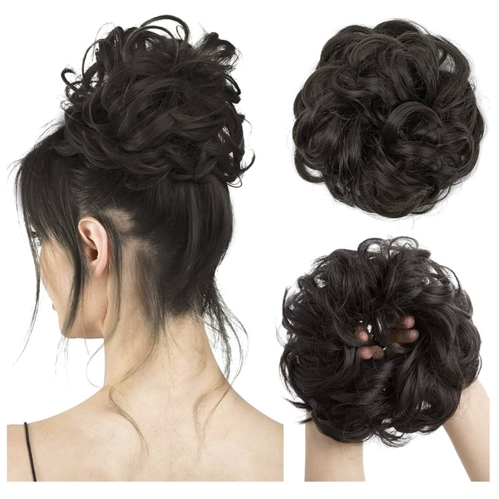 Elegant Black/Brown Hair Bun Extension NWT OS